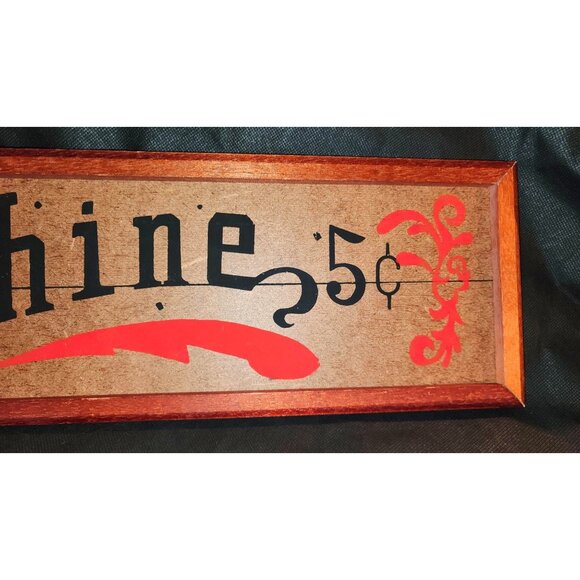 Vintage "Shine 5¢" Wooden Wall Decor With Orange Accents Frame - Picture 4 of 8
